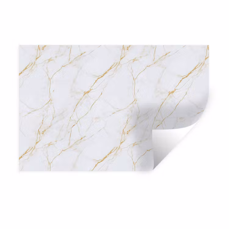 Wit - Marmer - Goud - Luxueus Muursticker klein 286 -3d