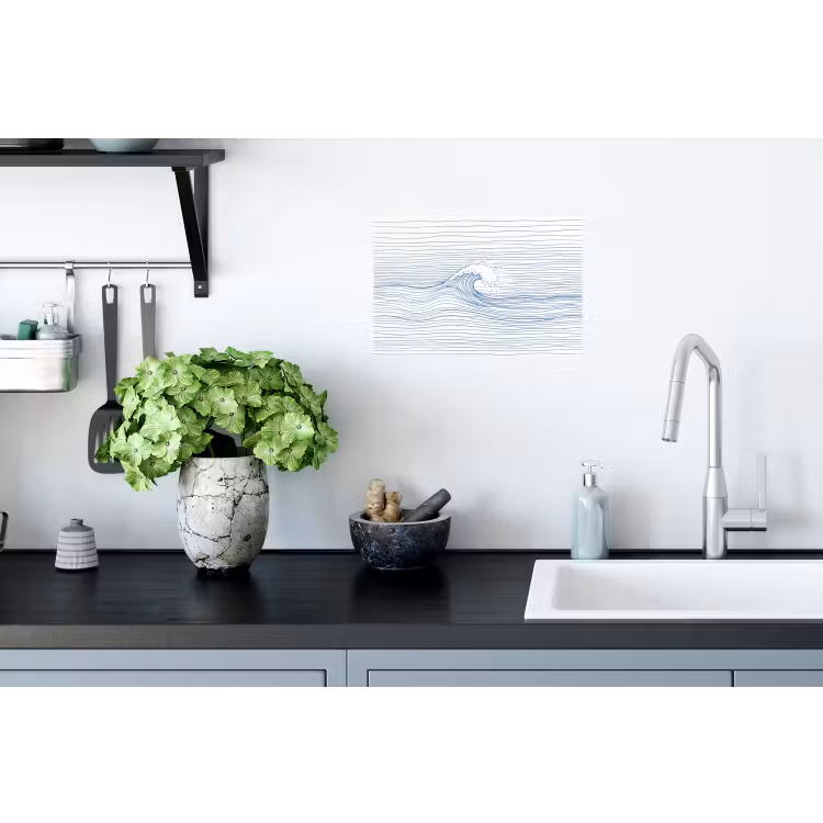 Golf - Brekende - Natuur - Minimalistisch - Blauw Muursticker klein -keuken