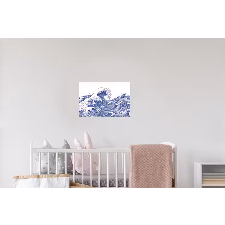 Golf - Japans - Zee - Illustratie - Blauw Muursticker klein -kinderkamer