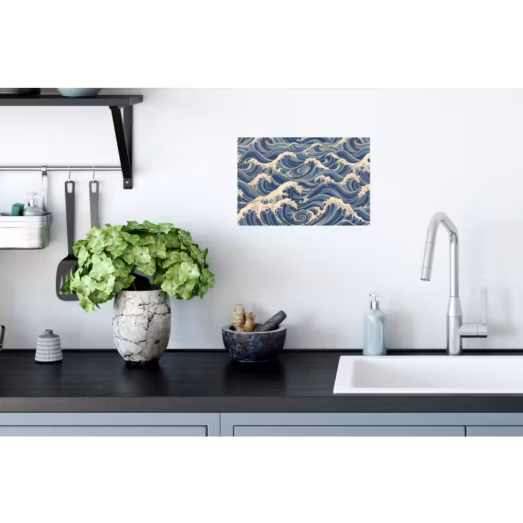 Golven - Zee - Natuur - Abstract - Blauw Muursticker klein -keuken