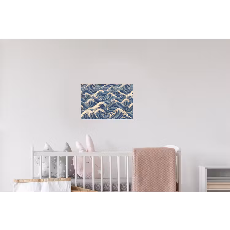 Golven - Zee - Natuur - Abstract - Blauw Muursticker klein -kinderkamer