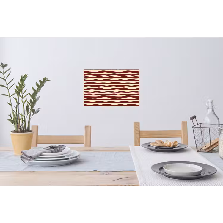 Golven - Rood - Patroon - Crème Muursticker klein 286 -eettafel