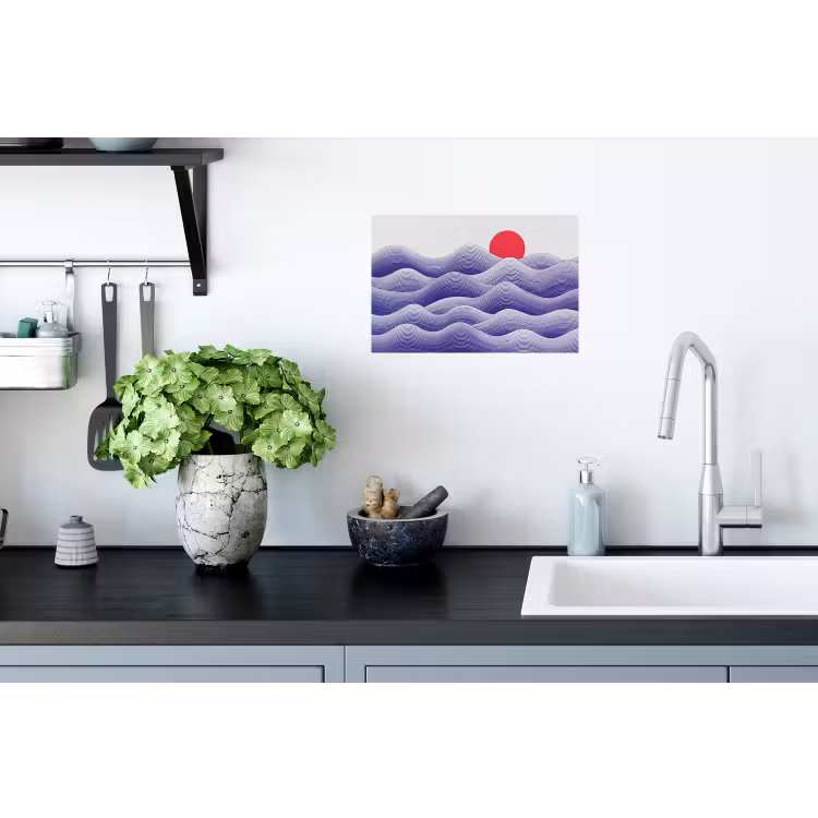 Golven - Zon - Natuur - Abstract - Rood Muursticker klein -keuken