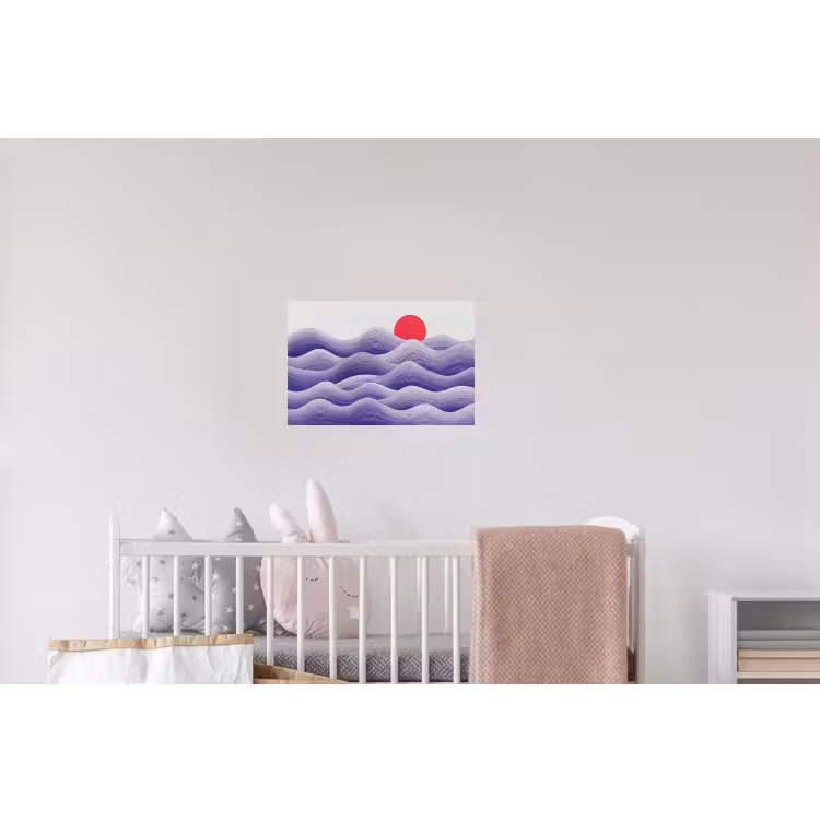 Golven - Zon - Natuur - Abstract - Rood Muursticker klein -kinderkamer