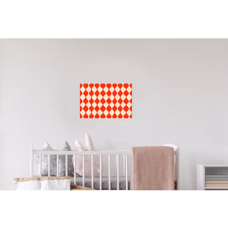 Golvend patroon - Retro - Rood - Beige Muursticker klein 286 -kinderkamer