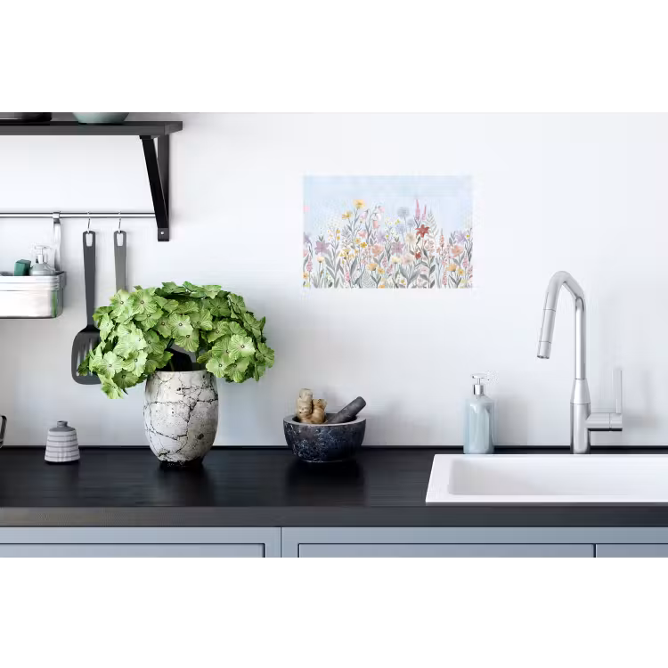 Weidebloemen - Illustratie - Kleurrijk Muursticker klein -keuken