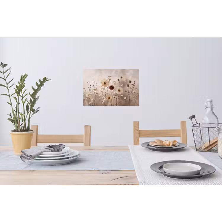 Wilde bloemen - Botanisch - Vintage - Natuur - Rustiek Muursticker klein -eettafel