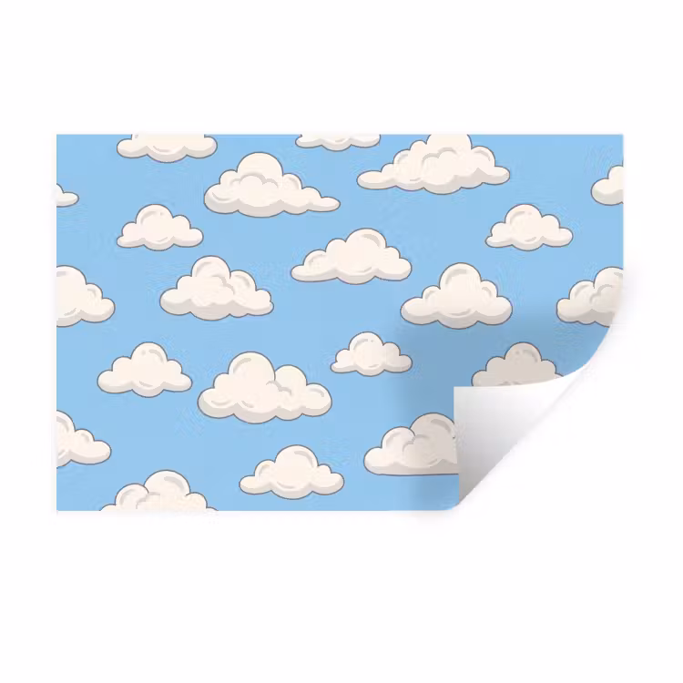 Wolk - Cartoon - Lucht - Blauw - Wit Muursticker klein -3d