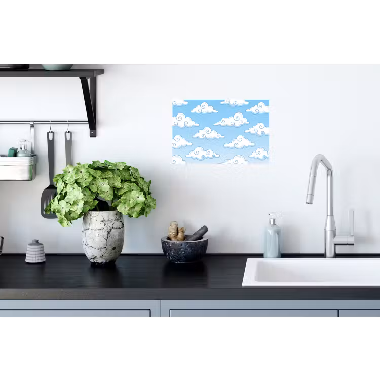 Wolk - Lucht - Cartoon - Blauw - Wit Muursticker klein -keuken