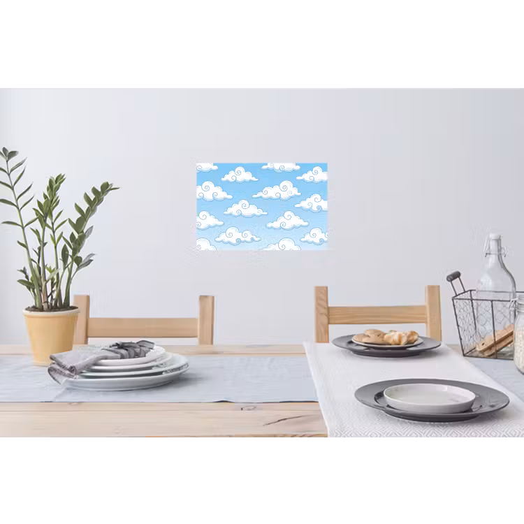 Wolk - Lucht - Cartoon - Blauw - Wit Muursticker klein -eettafel