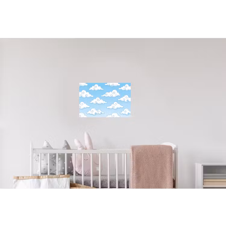 Wolk - Lucht - Cartoon - Blauw - Wit Muursticker klein -kinderkamer