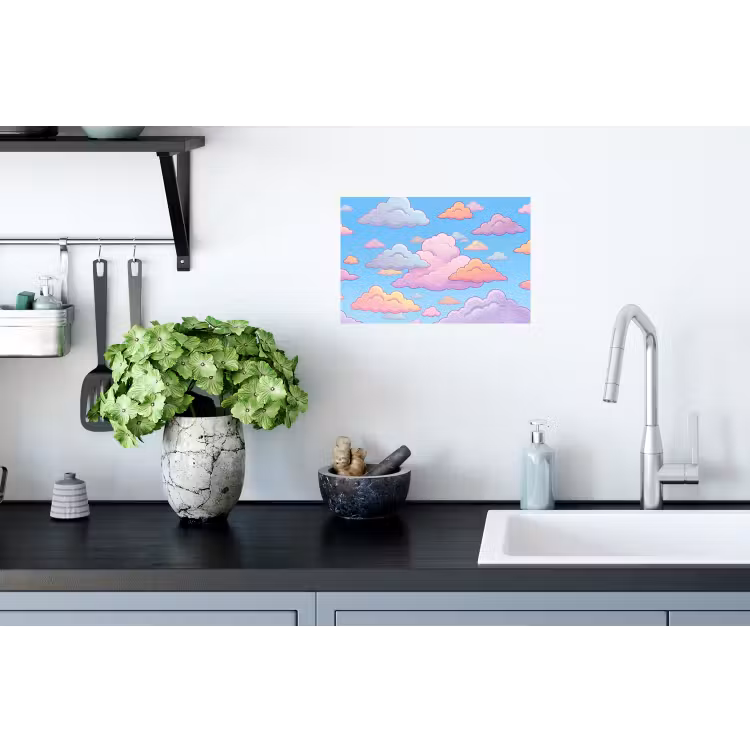 Wolk - Lucht - Natuur - Illustratie - Pastel Muursticker klein -keuken