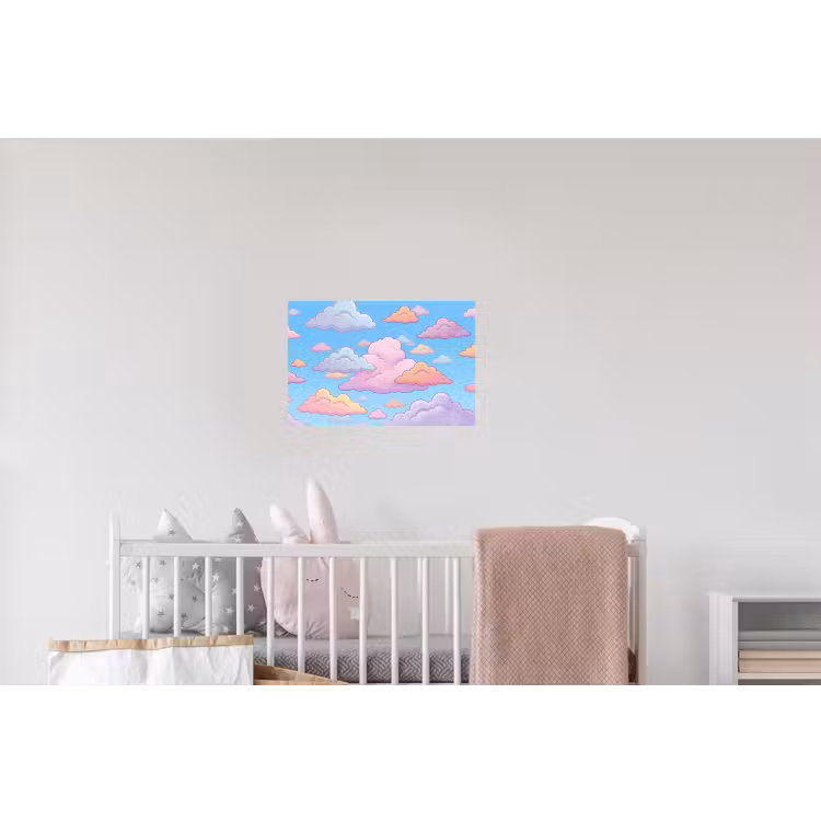Wolk - Lucht - Natuur - Illustratie - Pastel Muursticker klein -kinderkamer