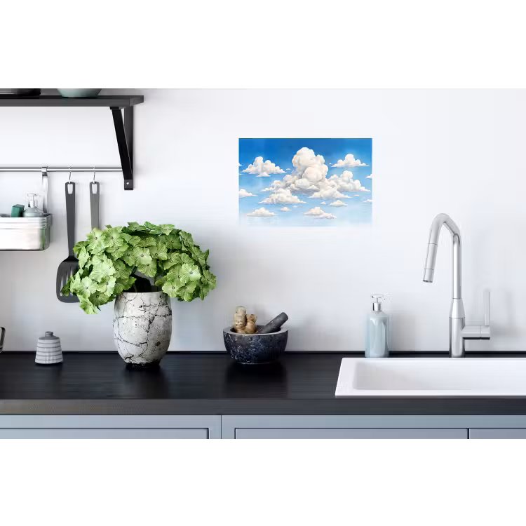 Wolken - Blauwe lucht - Natuur - Modern - Wit Muursticker klein -keuken