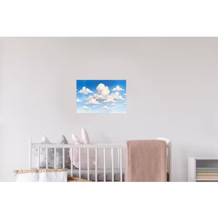 Wolken - Blauwe lucht - Natuur - Modern - Wit Muursticker klein -kinderkamer