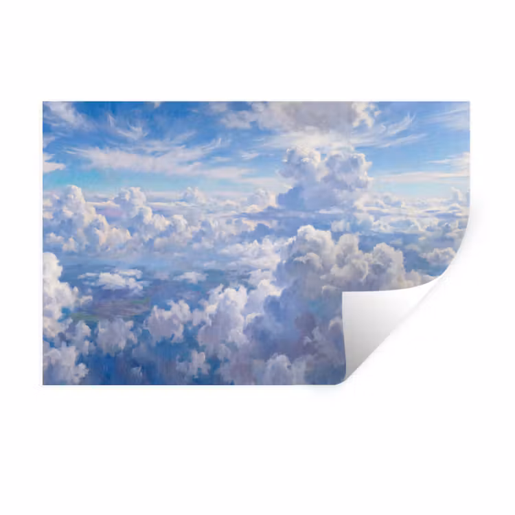 Wolken - Lucht - Natuur - Abstract - Blauw Muursticker klein -3d