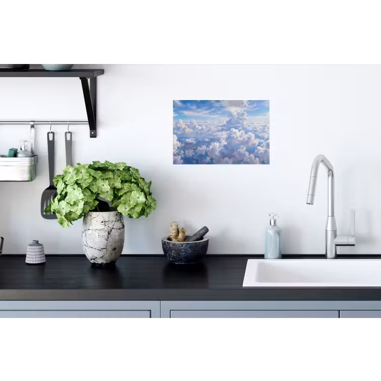 Wolken - Lucht - Natuur - Abstract - Blauw Muursticker klein -keuken