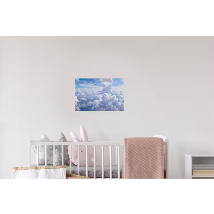 Wolken - Lucht - Natuur - Abstract - Blauw Muursticker klein -kinderkamer