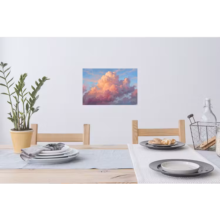 Wolken - Lucht - Natuur - Abstract - Kleurrijk Muursticker klein -eettafel