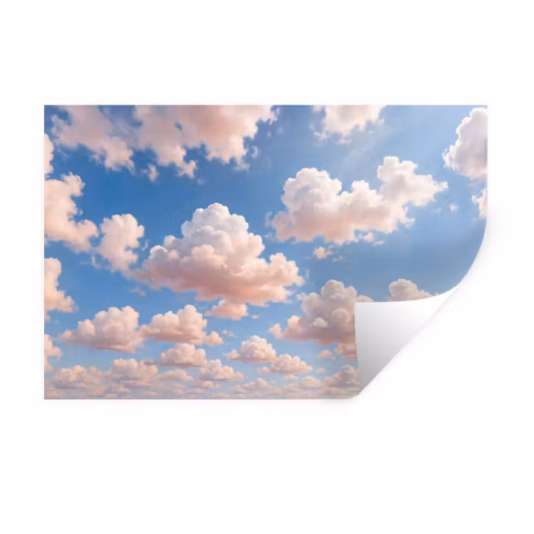 Wolken - Hemel - Natuur - Licht - Blauw Muursticker klein -3d