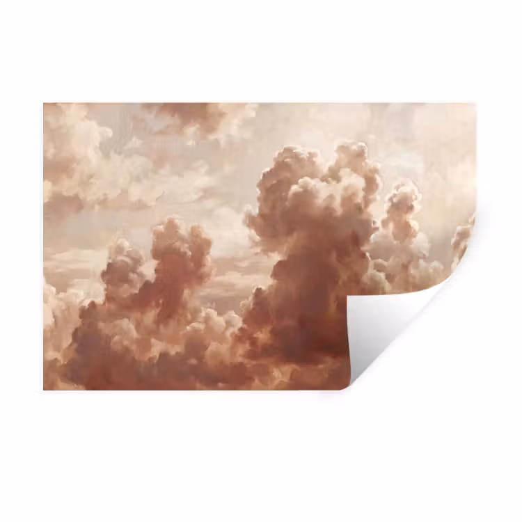 Wolken - Lucht - Natuur - Modern - Bruin Muursticker klein -3d