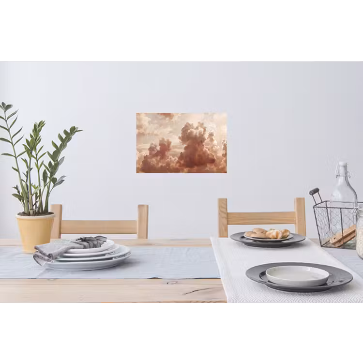Wolken - Lucht - Natuur - Modern - Bruin Muursticker klein -eettafel