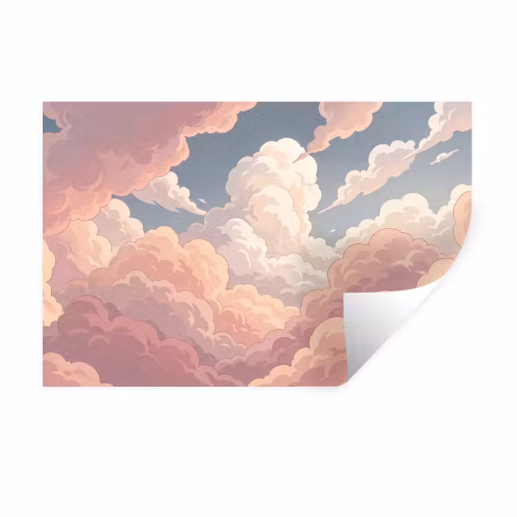 Wolken - Lucht - Natuur - Pastel - Roze Muursticker klein -3d
