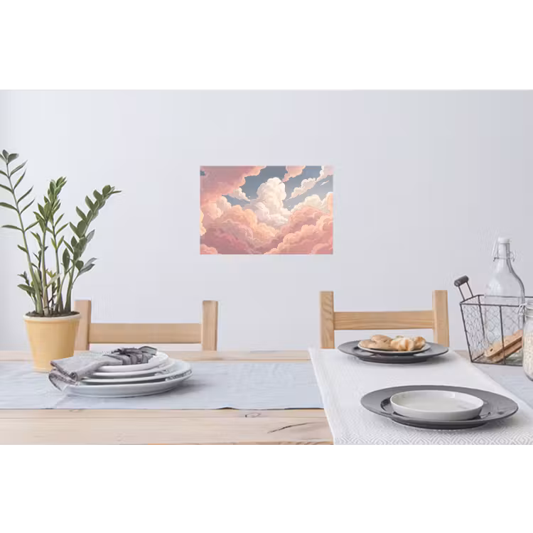 Wolken - Lucht - Natuur - Pastel - Roze Muursticker klein -eettafel