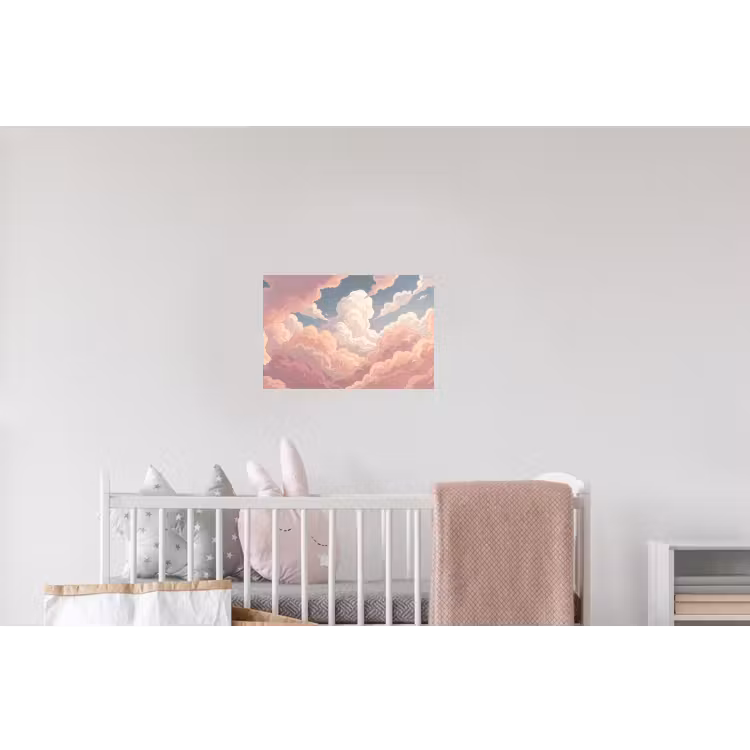 Wolken - Lucht - Natuur - Pastel - Roze Muursticker klein -kinderkamer