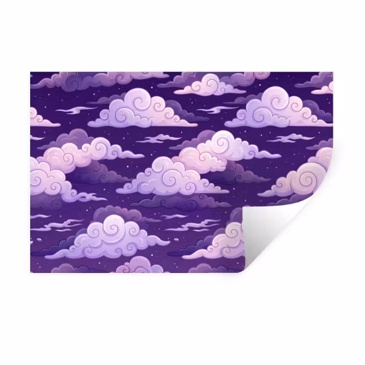 Wolken - Nacht - Natuur - Abstract - Paars Muursticker klein -3d