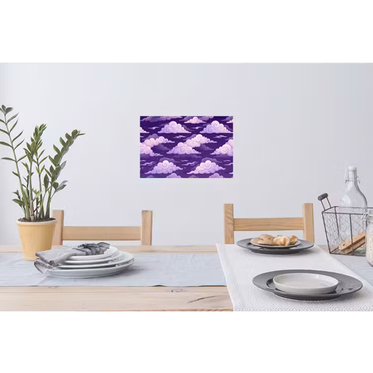 Wolken - Nacht - Natuur - Abstract - Paars Muursticker klein -eettafel