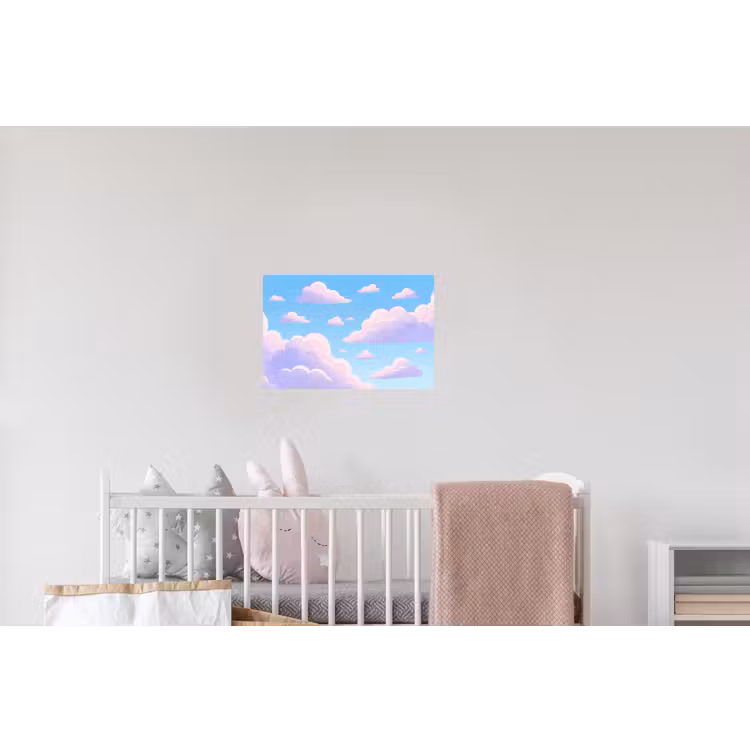 Wolken - Roze - Blauw - Natuur - Modern Muursticker klein -kinderkamer