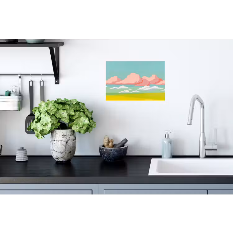 Wolken - Roze - Natuur - Modern - Pastel Muursticker klein -keuken