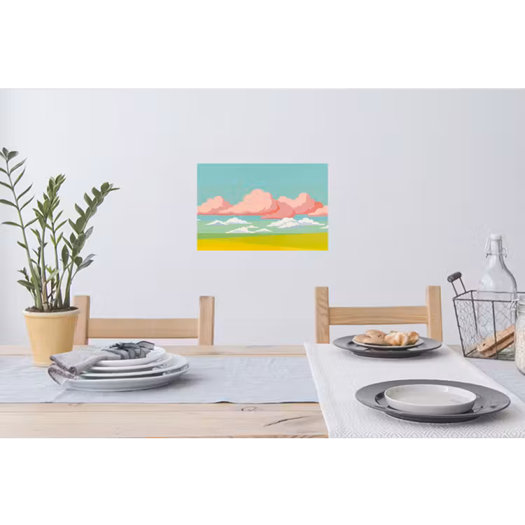 Wolken - Roze - Natuur - Modern - Pastel Muursticker klein -eettafel