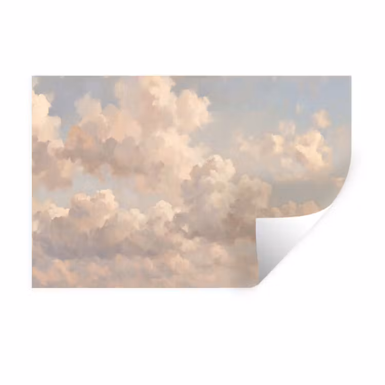Wolken - Zacht - Natuur - Klassiek - Beige Muursticker klein -3d