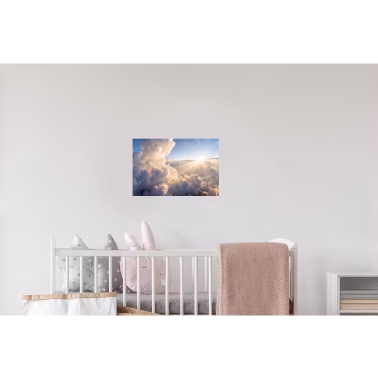 Wolken - Zonnestralen - Natuur - Wit Muursticker klein -kinderkamer