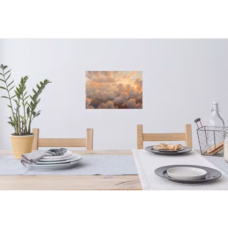 Wolken - Zonsondergang - Natuur - Abstract - Goud Muursticker klein -eettafel