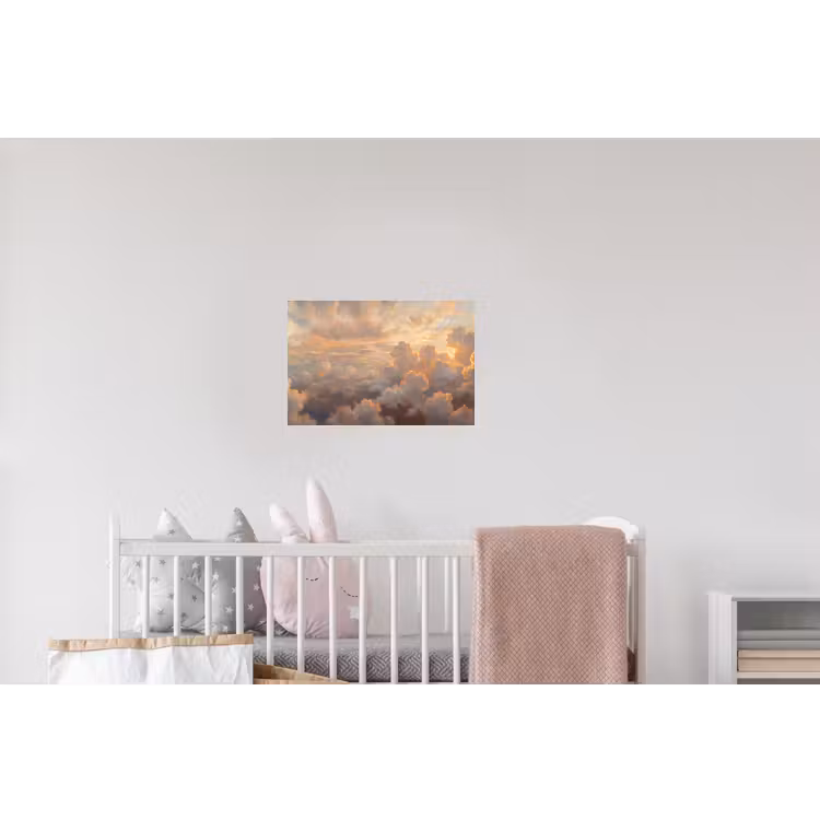 Wolken - Zonsondergang - Natuur - Abstract - Goud Muursticker klein -kinderkamer