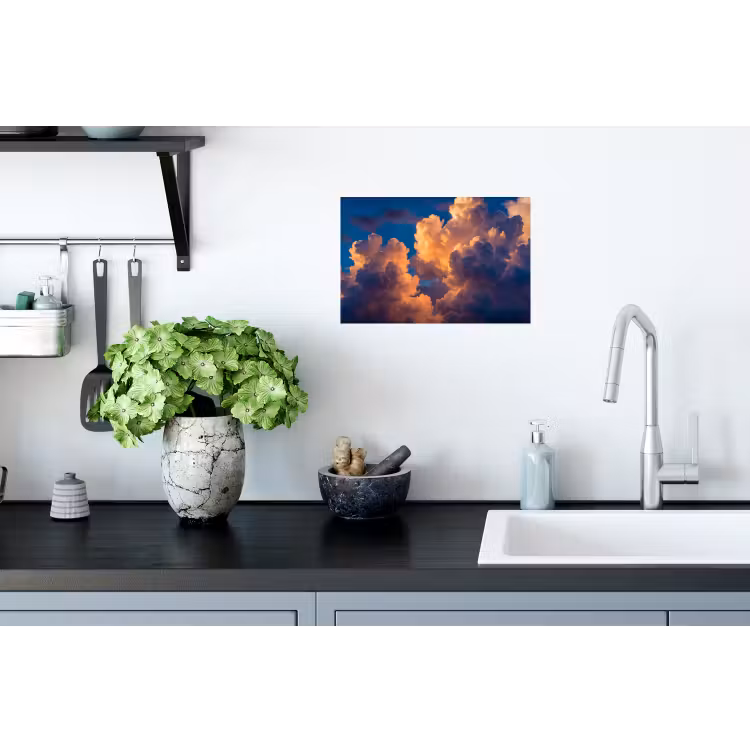 Wolken - Zonsondergang - Natuur - Oranje - Blauw Muursticker klein -keuken