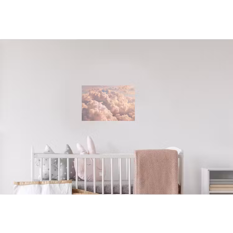 Wolken - Zonsondergang - Natuur - Pastel - Roze Muursticker klein -kinderkamer