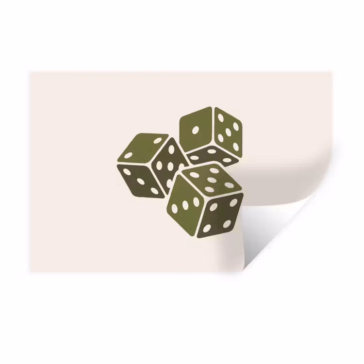 Dobbelsteen - Spel - Groen - Abstract Muursticker klein -3d