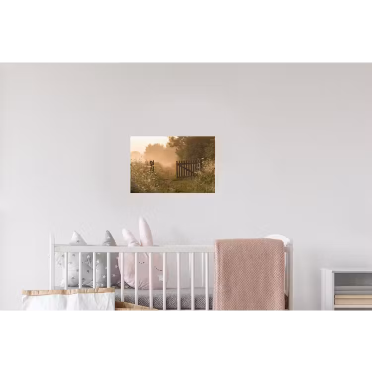 Hek - Natuur - Mist - Veld Muursticker klein -kinderkamer