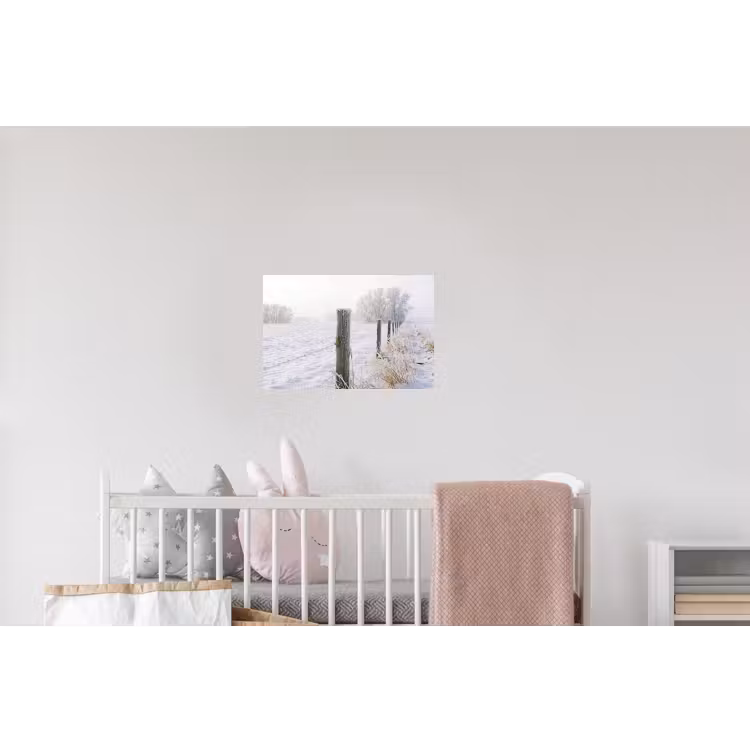 Hek - Sneeuw - Mist - Platteland - Nostalgisch Muursticker klein -kinderkamer