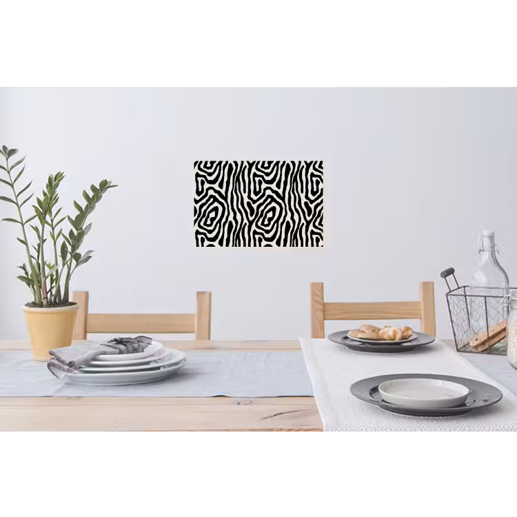 Zebra - Zwart - Abstract Muursticker klein 286 -eettafel