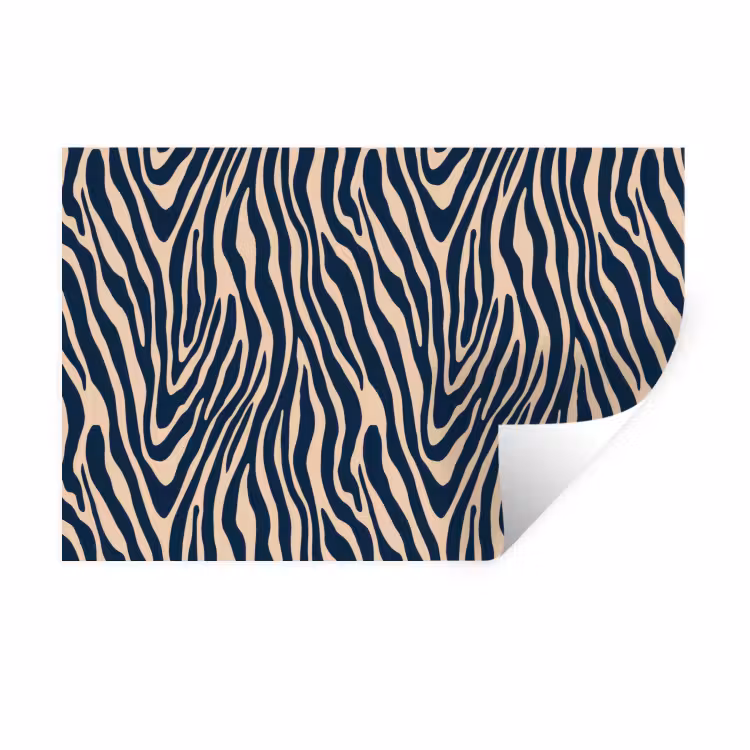 Zebra - Patroon - Blauw - Beige Muursticker klein 286 -3d