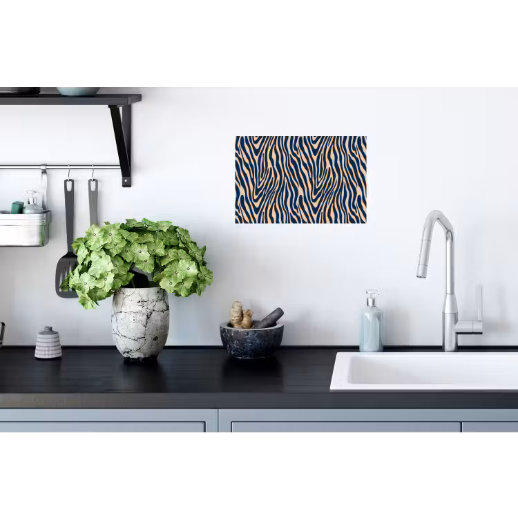 Zebra - Patroon - Blauw - Beige Muursticker klein 286 -keuken