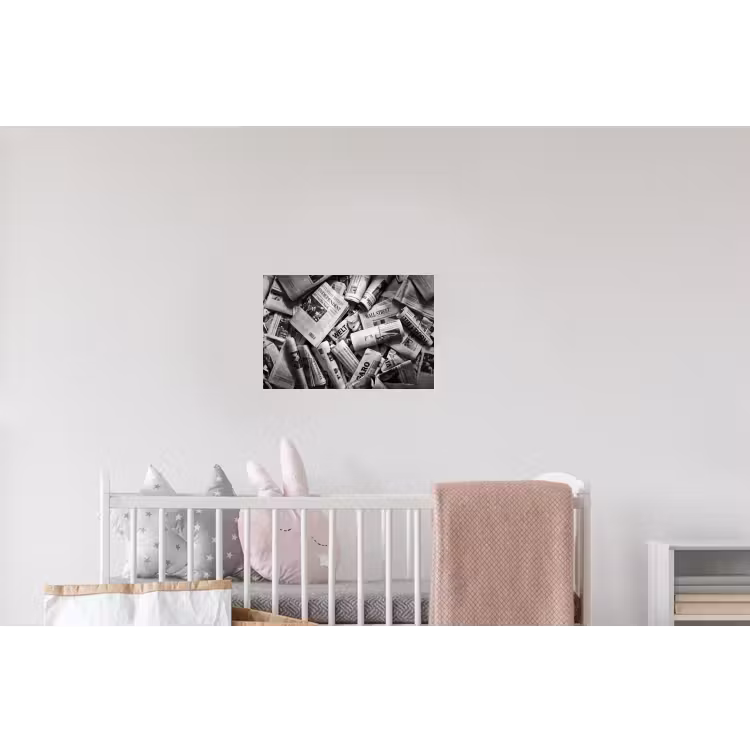 Krant - Stapel - Nieuws - Zwart-wit Muursticker klein -kinderkamer