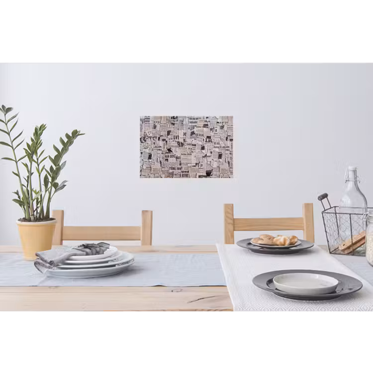 Krant - Gescheurd - Textuur - Abstract - Zwart-wit Muursticker klein -eettafel
