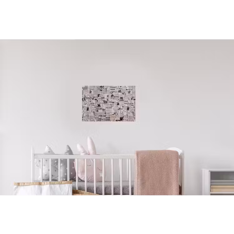 Krant - Gescheurd - Textuur - Abstract - Zwart-wit Muursticker klein -kinderkamer