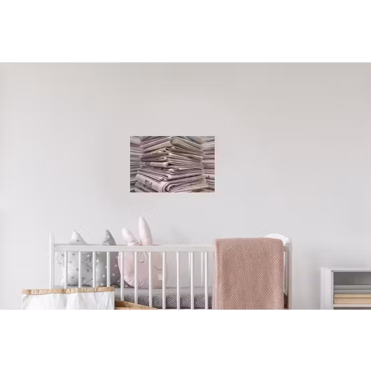 Kranten - Stapel - Nieuws - Vintage - Beige Muursticker klein -kinderkamer